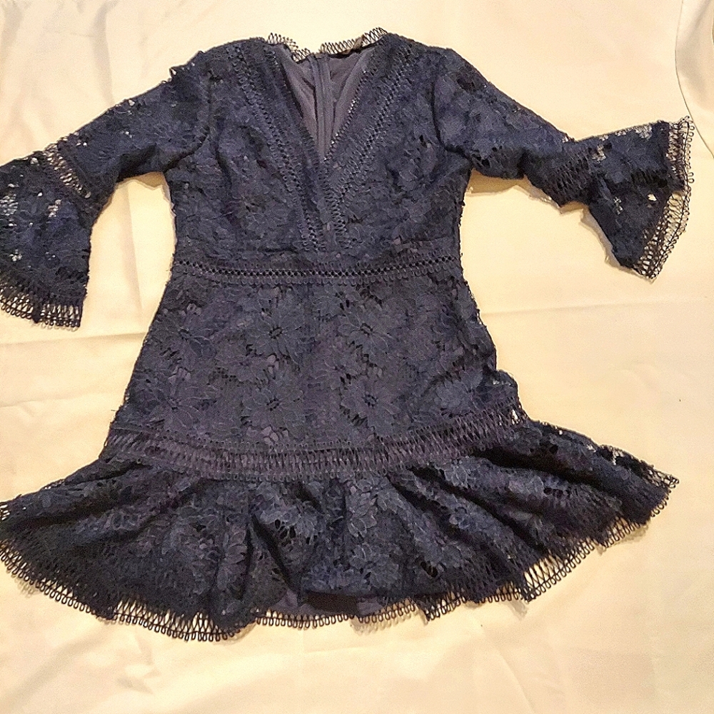 Aqua Knee-High Dress Large Navy